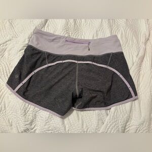 lululemon athletica Gray and Lavender Women Shorts small defect on front shown